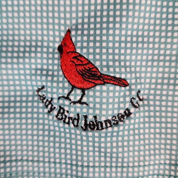 Callaway Opti Dry Teal and White Check Polo Size XXL Lady Bird Johnson GC Logo - Picture 4 of 8